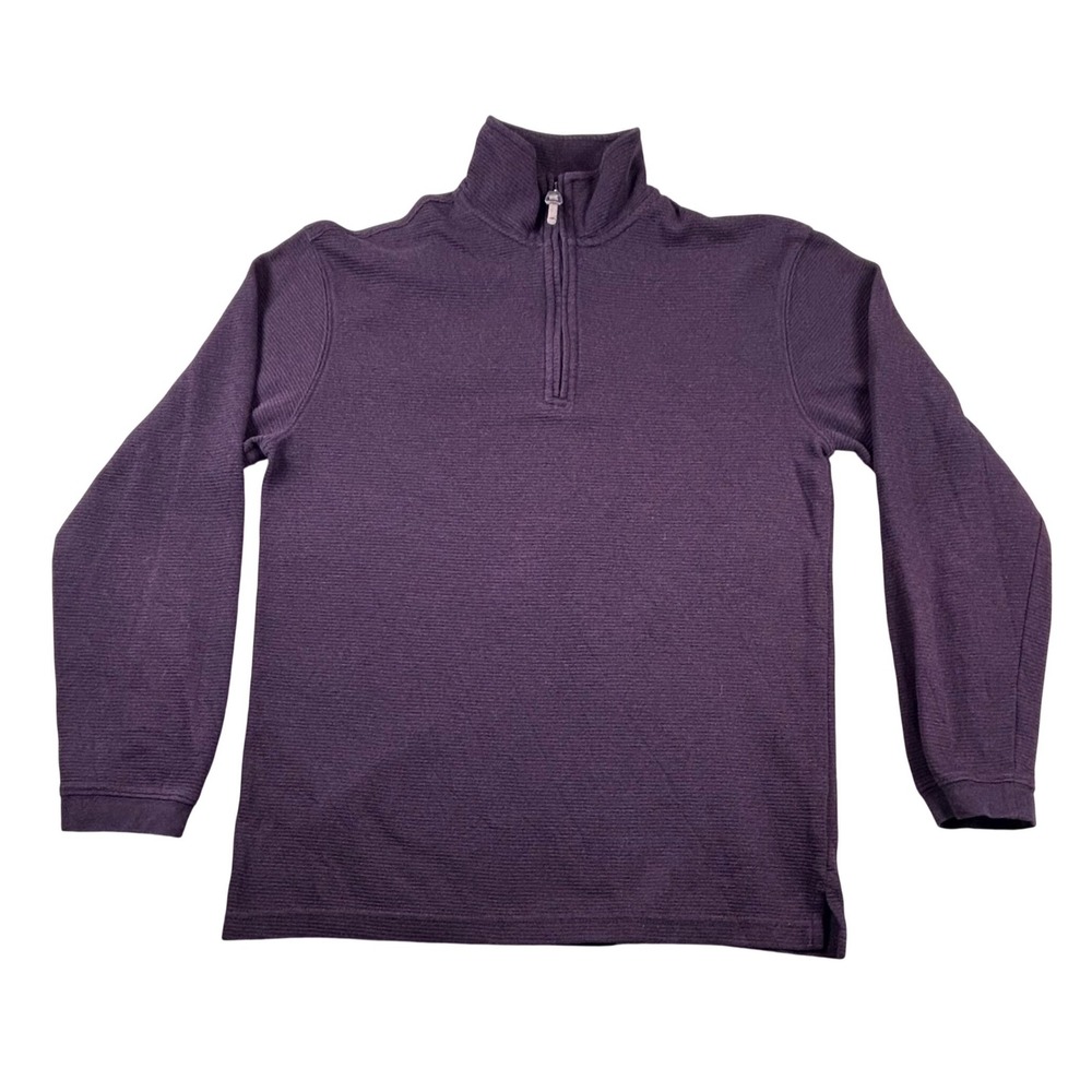 Hudson River Mens Quarter‎ Zip Pullover Sweater Purple Ribbed Knit Small